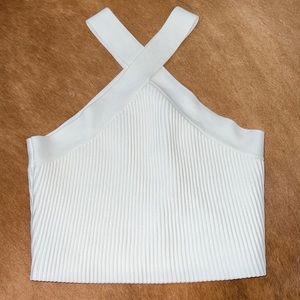 Forever 21 Sweater Knit White Criss Cross Ribbed Seamless Tank Top